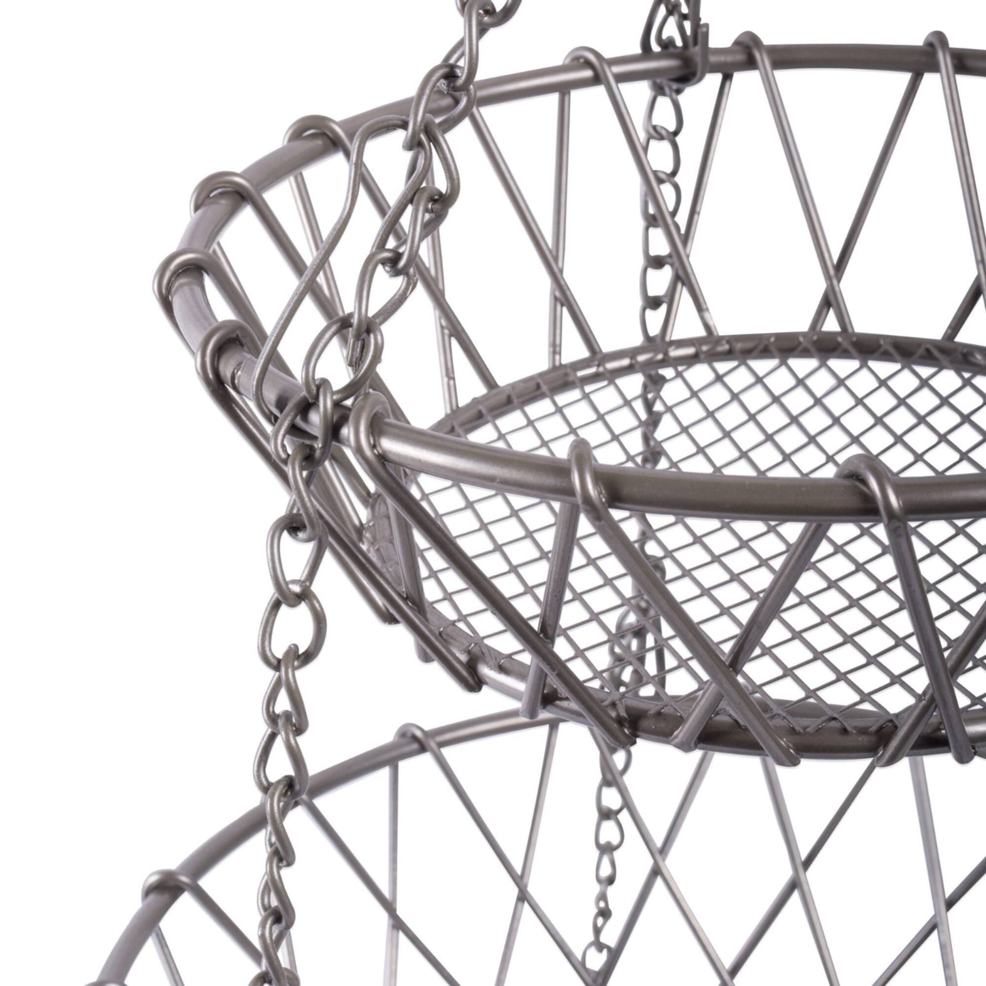 DII® Satin Nickel 3-Tier Hanging Fruit Basket